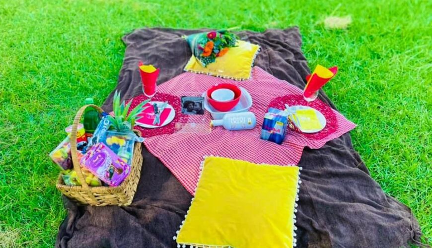 picnic blanket with goodies